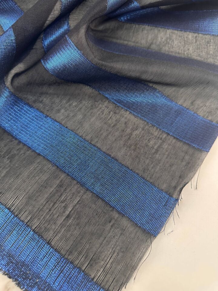 Mavi Sim Geçişli Elbiselik Şifon Kumaş