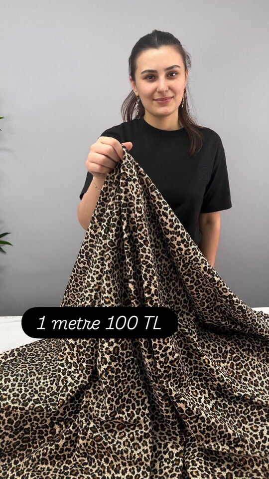 Leopar Turlu Viskon En 1.80 Elbise Etek Gömlek