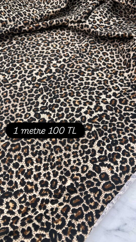 Leopar Turlu Viskon En 1.80 Elbise Etek Gömlek