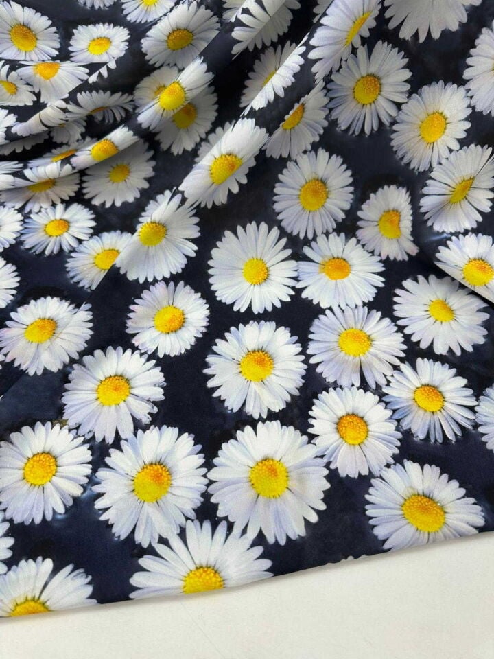 Papatya Desen Krep Kumaş