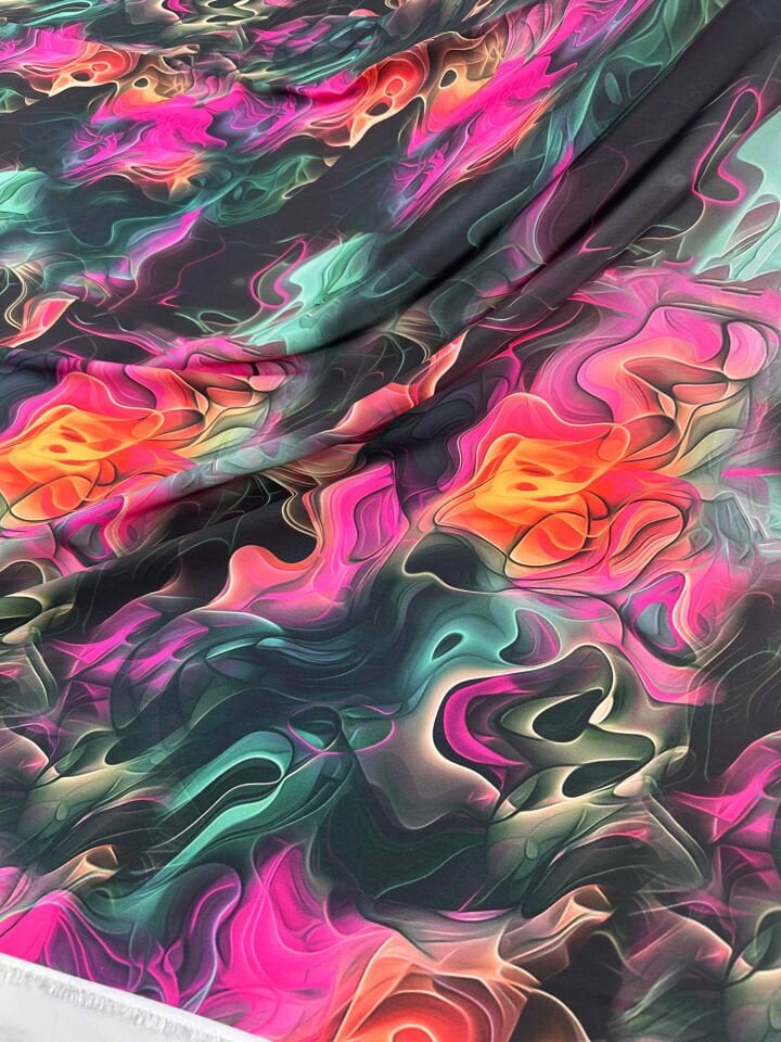 Desenli İpek Saten Elbise Etek Gömlek Şalvar