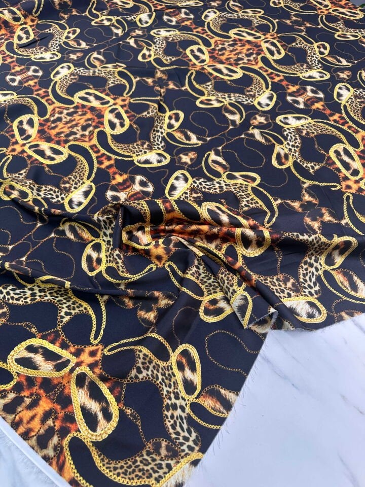 Desenli İpek Saten Elbise Gömlek Etek Şalvar