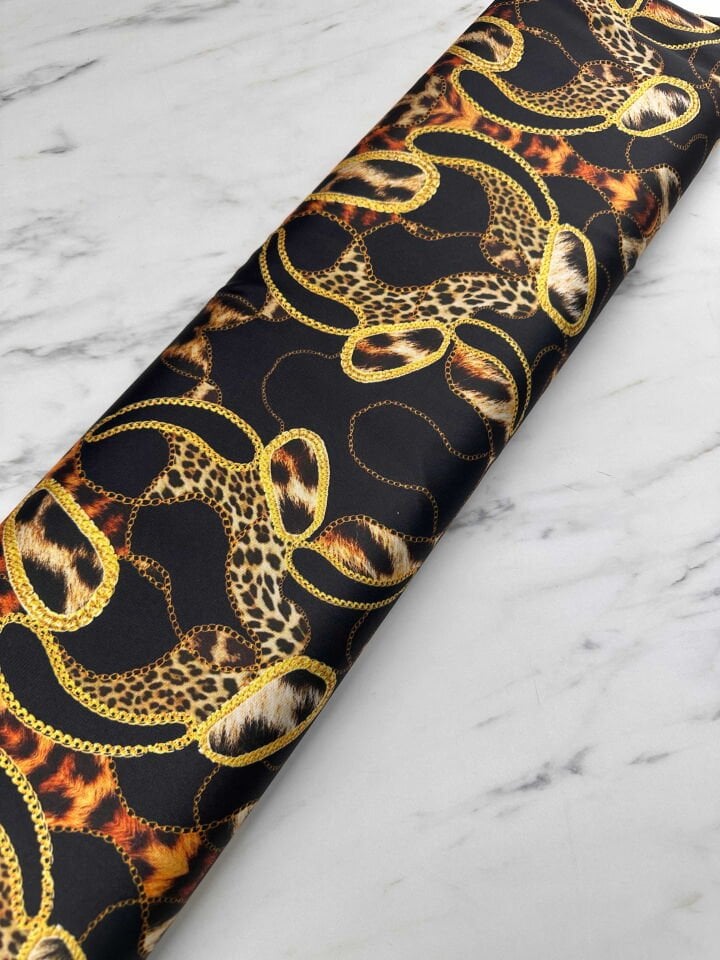 Desenli İpek Saten Elbise Gömlek Etek Şalvar