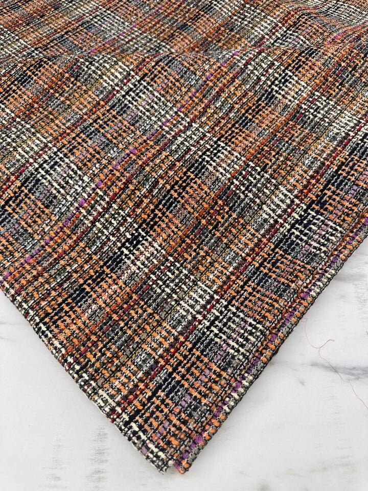 Ekose Desen Kışlık Şanel Kumaş Elbise Etek Ceket