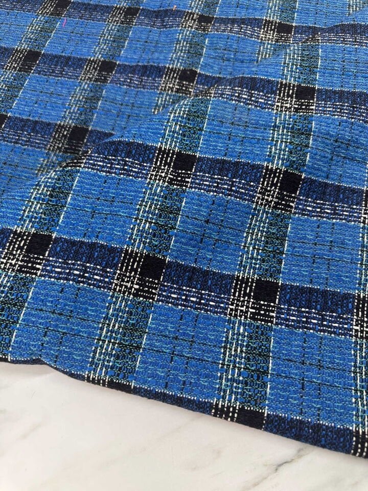 Ekose Desen Şanel Kumaş Elbise Etek Gömlek