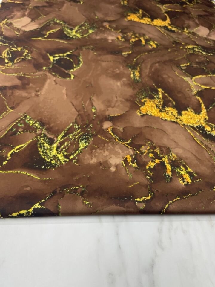 Kahverengi Mermer Desen Elbiselik Gömleklik Tivil Saten Kumaş