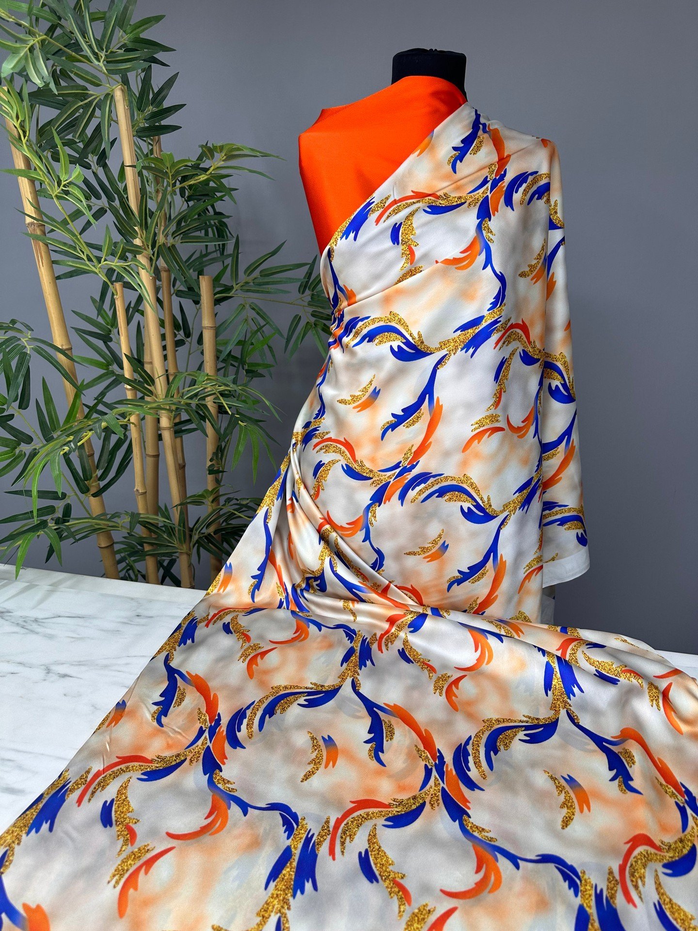 Kombinli Yöresel Elbiselik Tivil Saten Kumaş