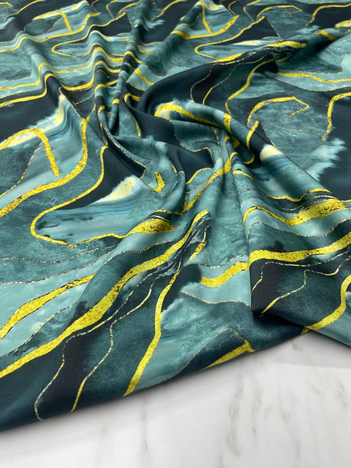 Mermer Desen Elbiselik Gömleklik Tivil Saten Kumaş