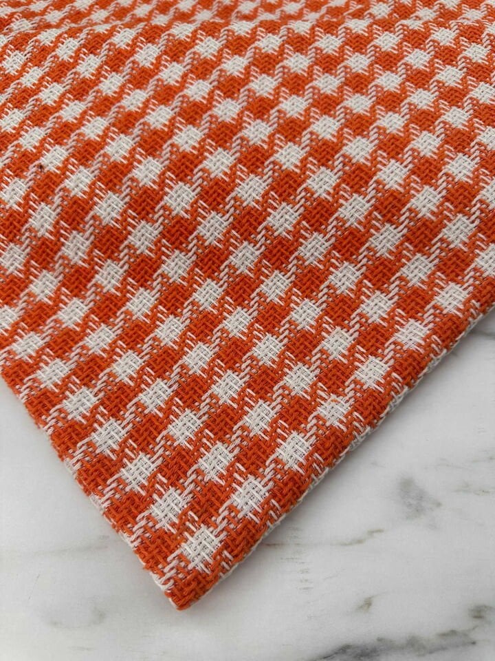 Turuncu Kaz Ayagı Desen Şanel Kumaş Elbise Etek Ceket Kap