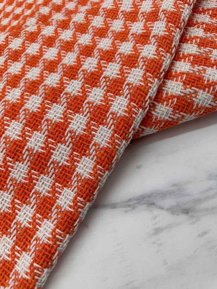 Turuncu Kaz Ayagı Desen Şanel Kumaş Elbise Etek Ceket Kap