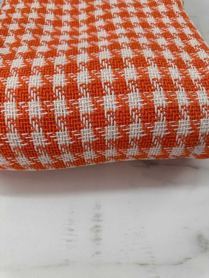 Turuncu Kaz Ayagı Desen Şanel Kumaş Elbise Etek Ceket Kap