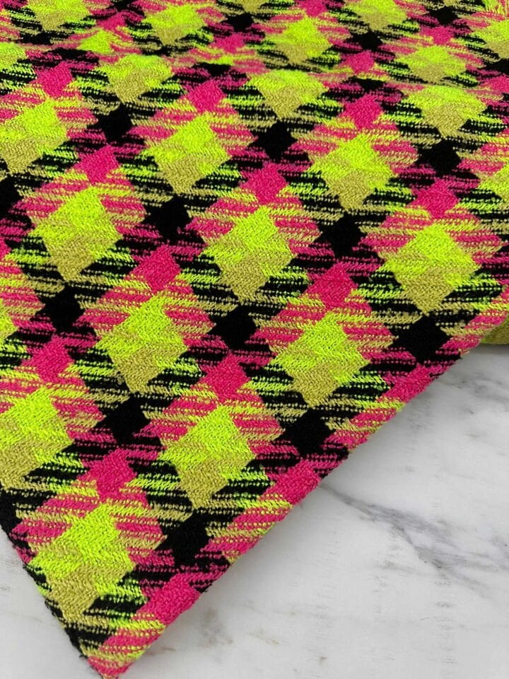 Ekose Desen Şanel Kumaş Etek Ceket Kap Yelek