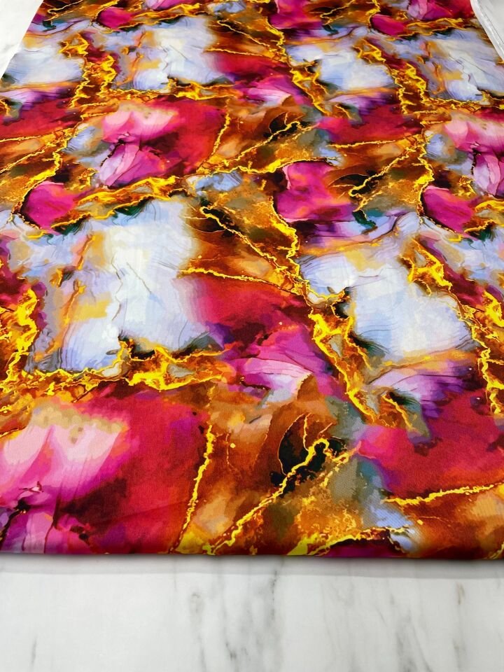 Mermer Desen Elbiselik Gömleklik Tivil Saten Kumaş