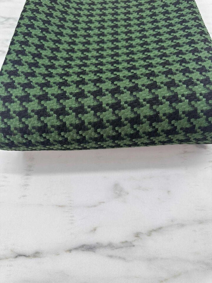 Yeşil Kaz Ayagı Desen Şanel Kumaş Elbise Etek Ceket