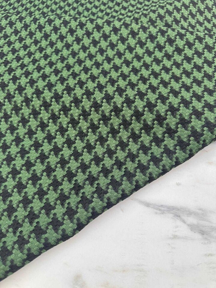 Yeşil Kaz Ayagı Desen Şanel Kumaş Elbise Etek Ceket