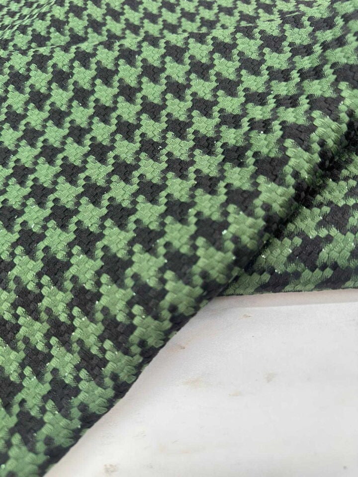 Yeşil Kaz Ayagı Desen Şanel Kumaş Elbise Etek Ceket