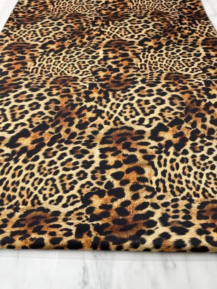 Leopar Desen Elbiselik Gömleklik Tivil Saten Kumaş