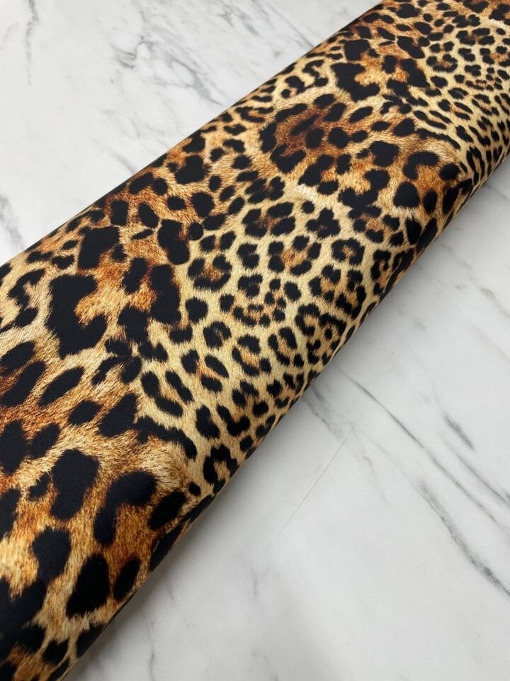 Leopar Desen Elbiselik Gömleklik Tivil Saten Kumaş