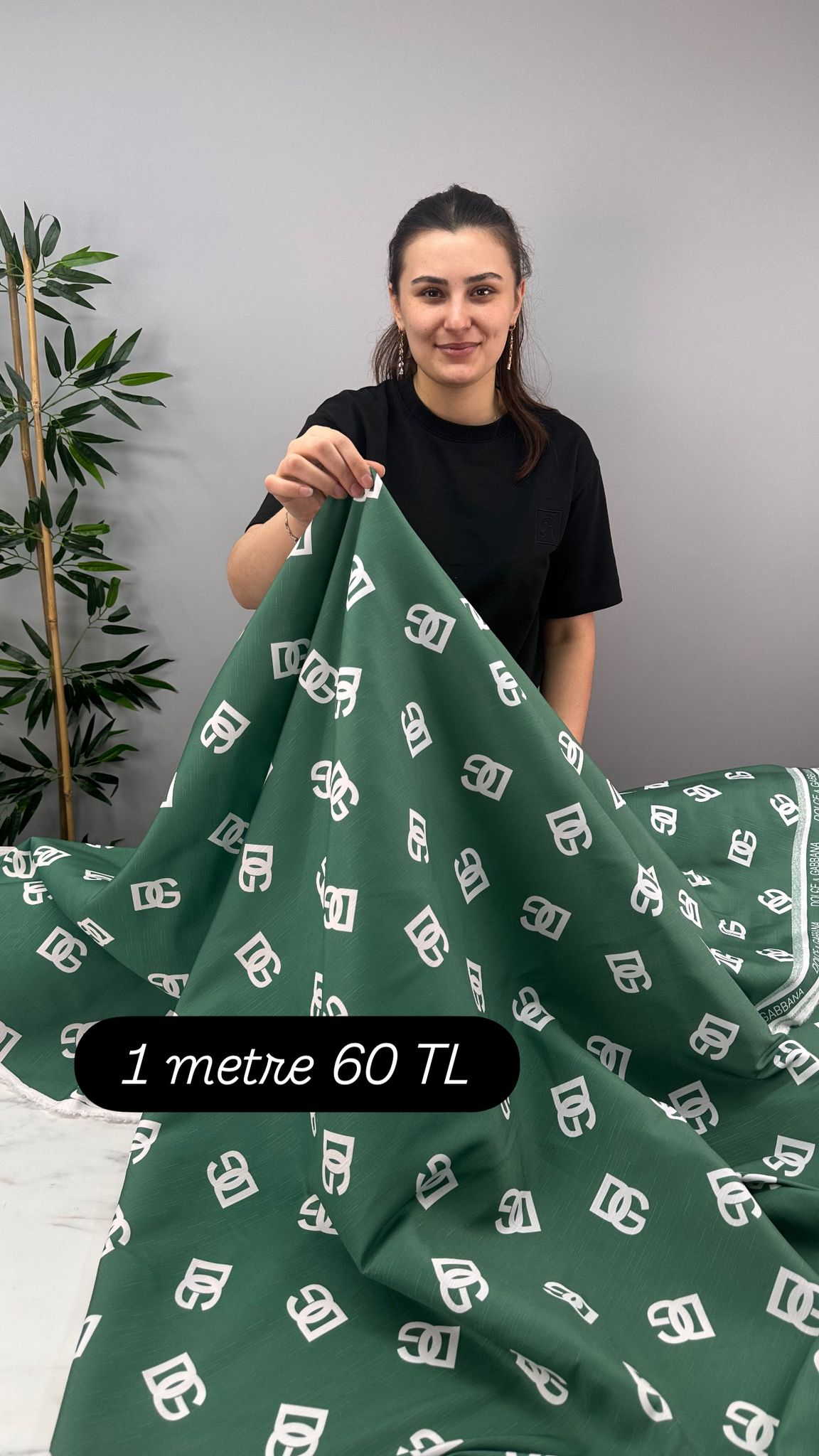 DG Desen Poliviskon Keten Elbise Etek Tunik