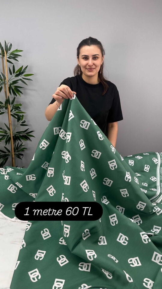 DG Desen Poliviskon Keten Elbise Etek Tunik