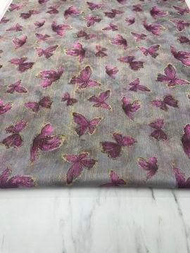 Kombinli Yöresel Elbiselik Simli Şifon Kumaş Desenli