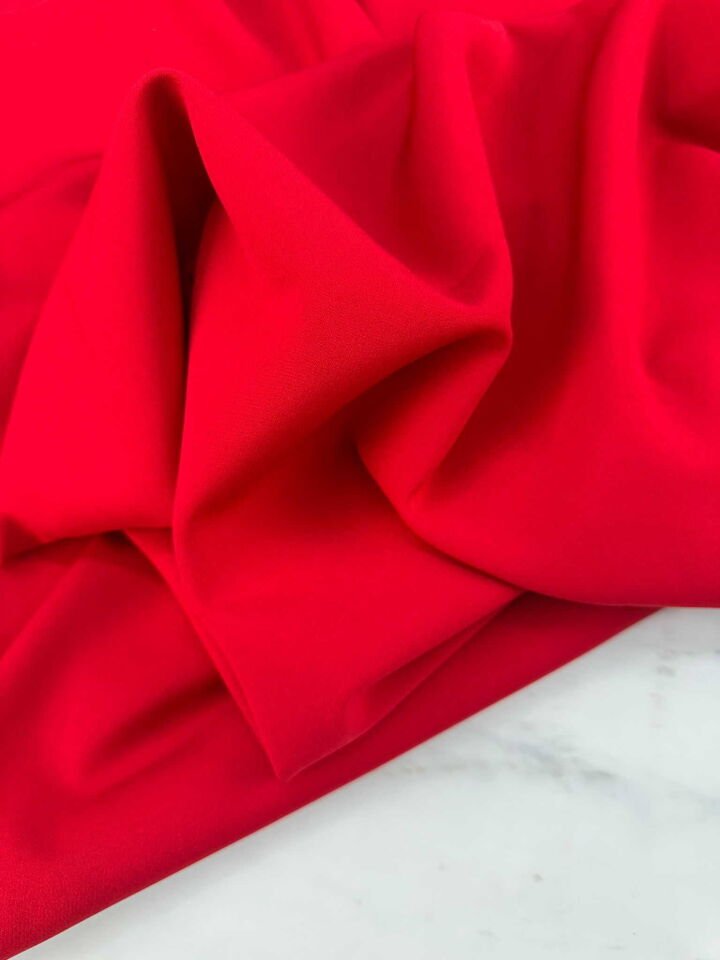 Kırmızı Likralı Dabıl Krep Elbise Etek Ceket Pantolon