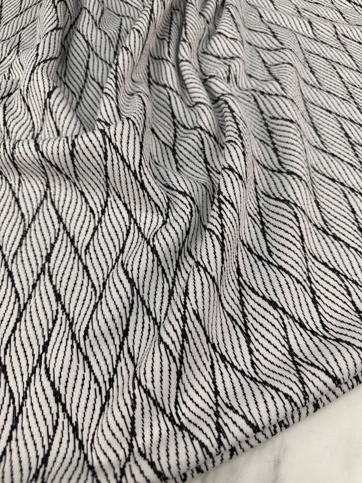 Açık Gri Desenli Örme Elbiselik Kumaş