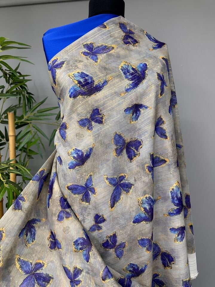 Kombinli Yöresel Elbiselik Simli Şifon Kumaş