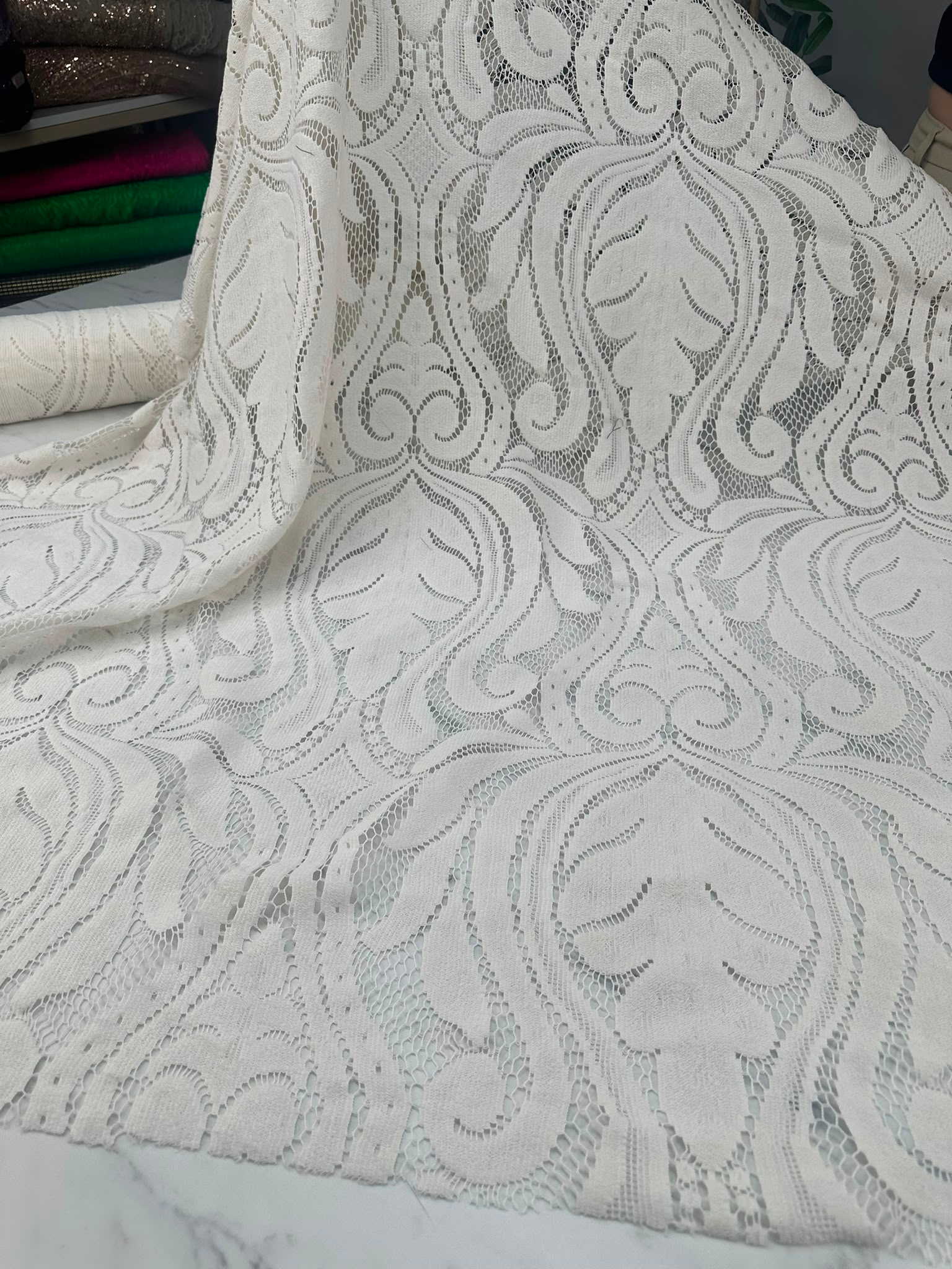 Ekru Motif Desen Lez Dantel