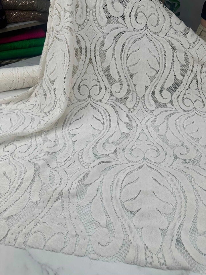 Ekru Motif Desen Lez Dantel