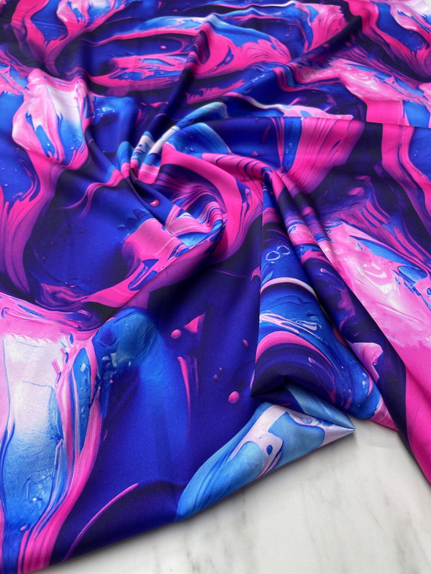 Dalga Desen Elbiselik Gömleklik Tivil Saten Kumaş