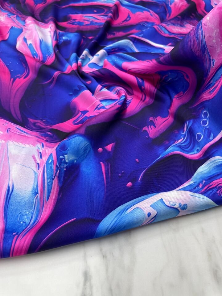 Dalga Desen Elbiselik Gömleklik Tivil Saten Kumaş