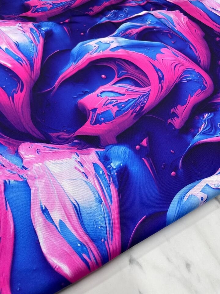 Dalga Desen Elbiselik Gömleklik Tivil Saten Kumaş