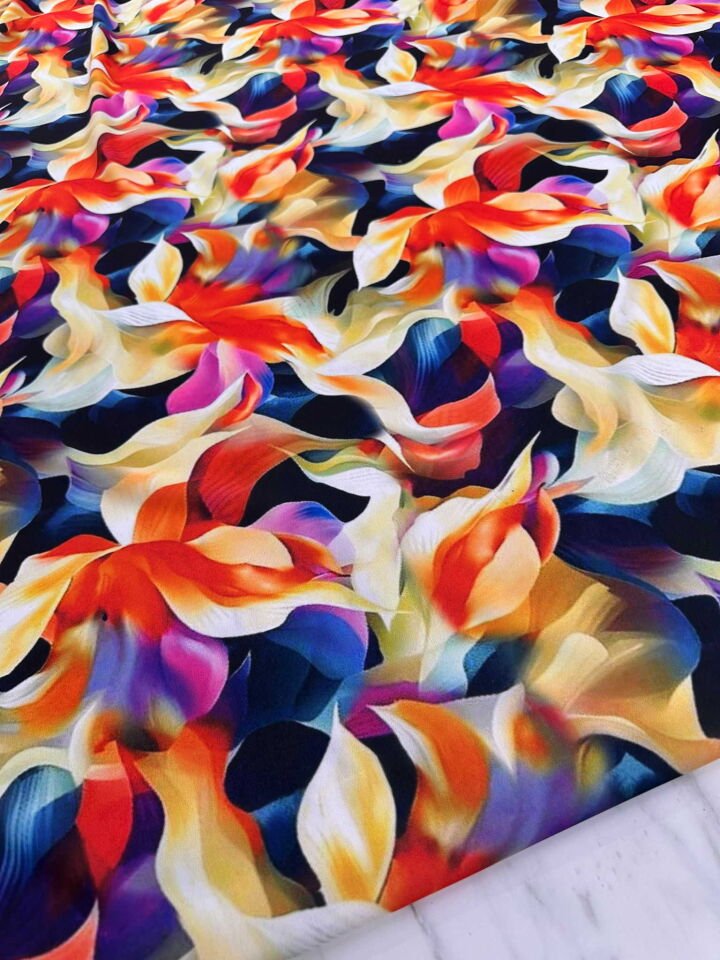 Desenli Krep Kumaş Elbise Etek Gömlek Şalvar