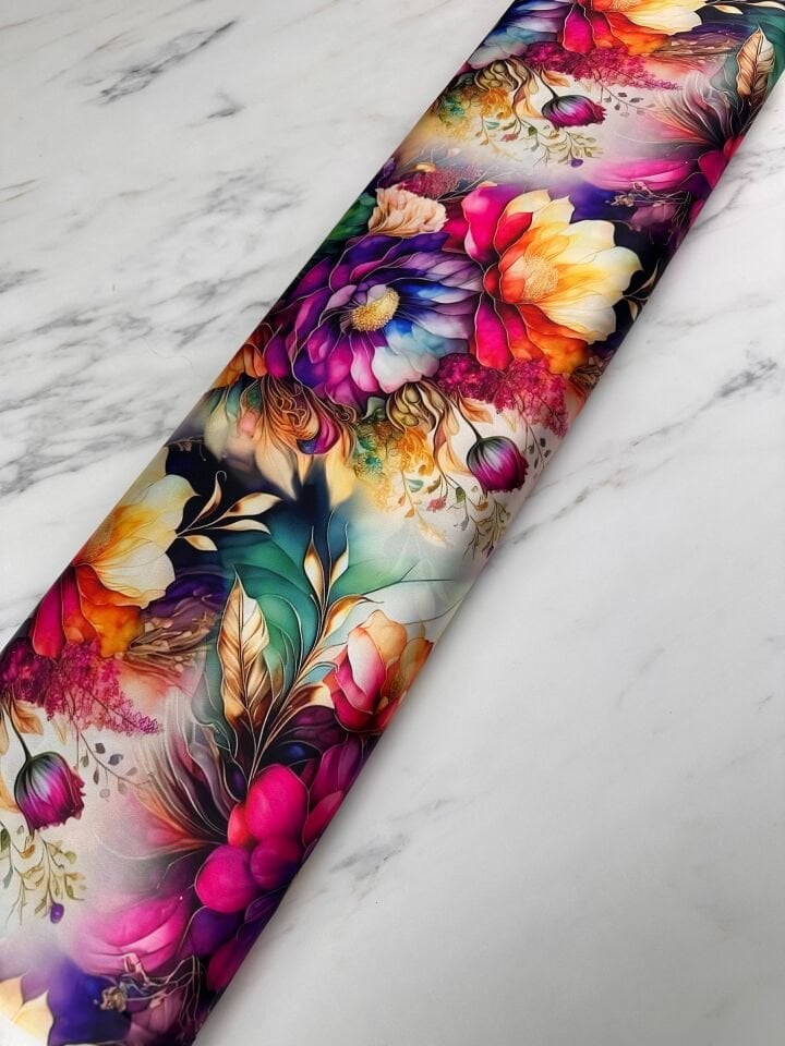 Kral Çiçegi Desen Elbiselik Gömleklik İpek Saten Kumaş