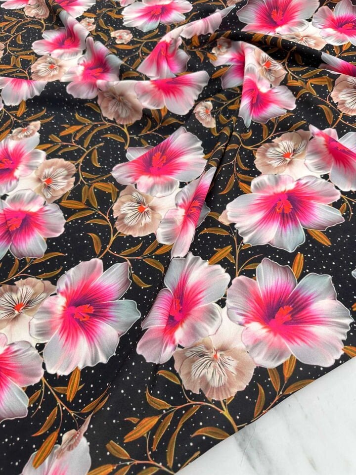 Desenli Krep Kumaş Elbise Etek Gömlek Şalvar