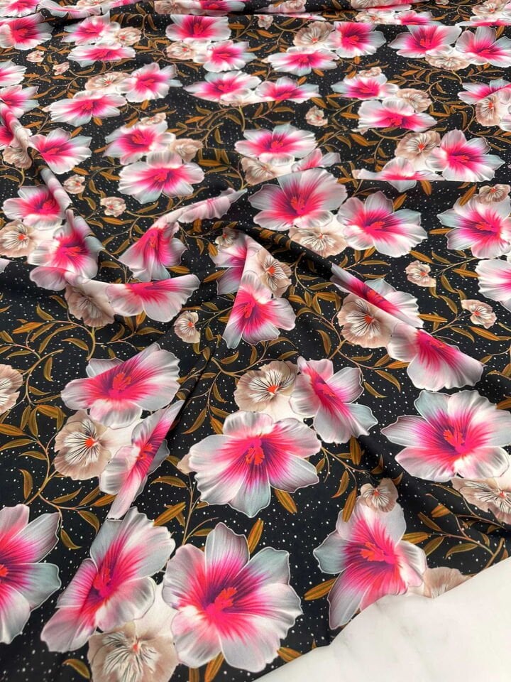 Desenli Krep Kumaş Elbise Etek Gömlek Şalvar