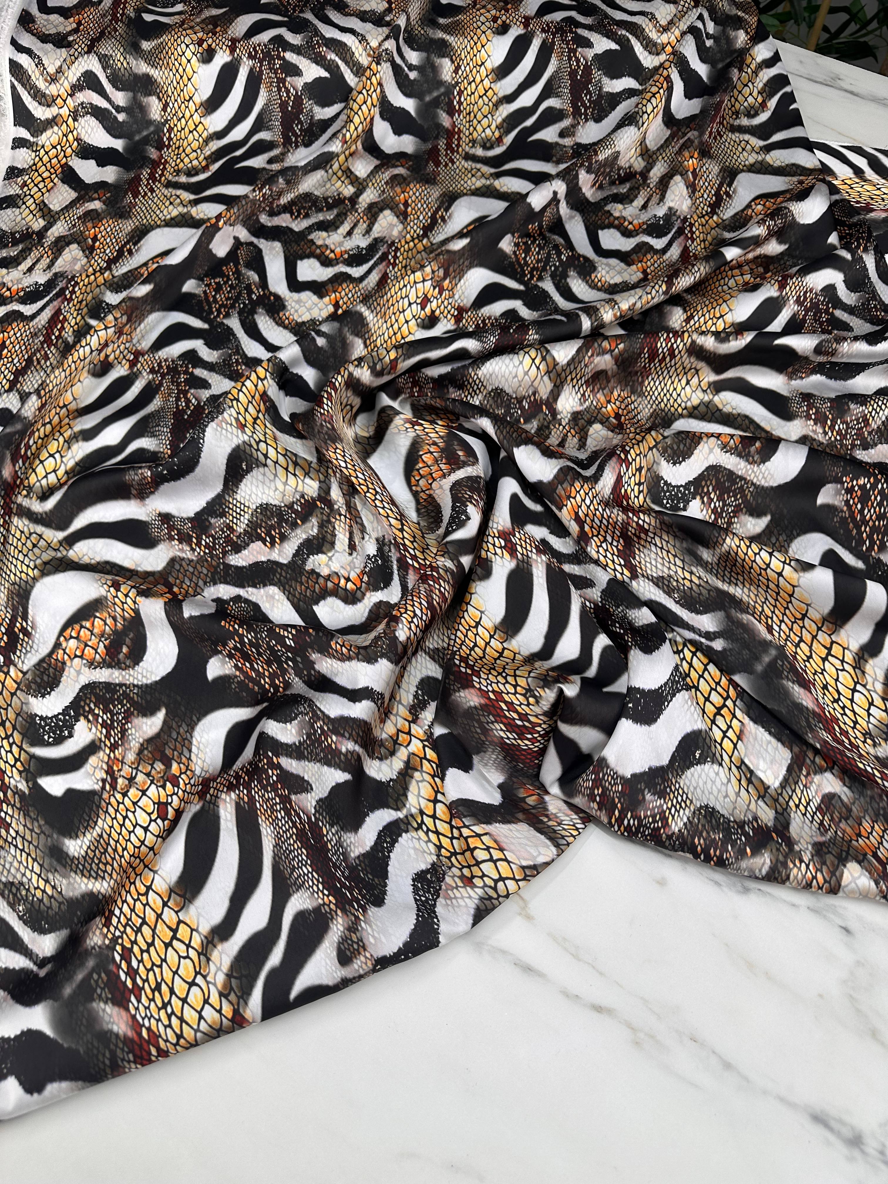 Zebra Desen Elbiselik Gömleklik İpek Saten Kumaş