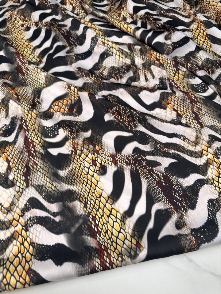 Zebra Desen Elbiselik Gömleklik İpek Saten Kumaş