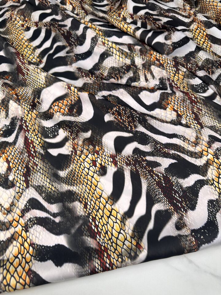 Zebra Desen Elbiselik Gömleklik İpek Saten Kumaş