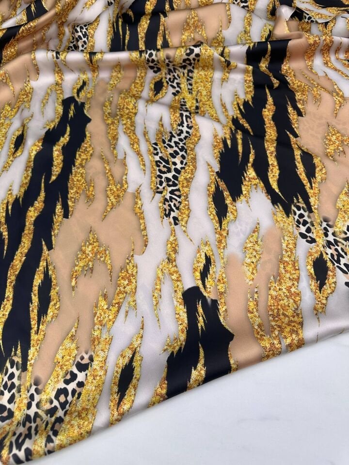 Pareo Desen Elbiselik Gömleklik İpek Saten Kumaş