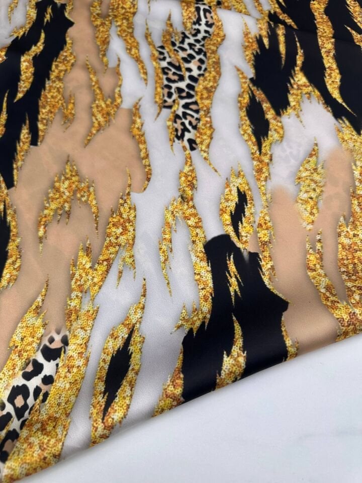 Pareo Desen Elbiselik Gömleklik İpek Saten Kumaş