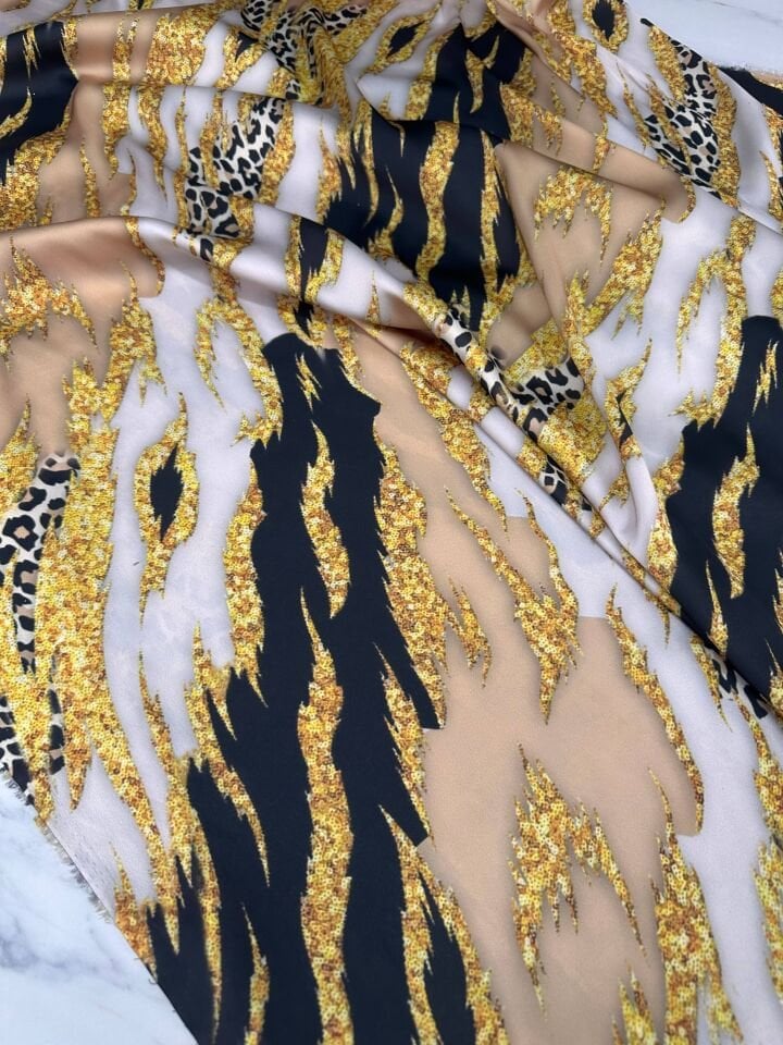 Pareo Desen Elbiselik Gömleklik İpek Saten Kumaş