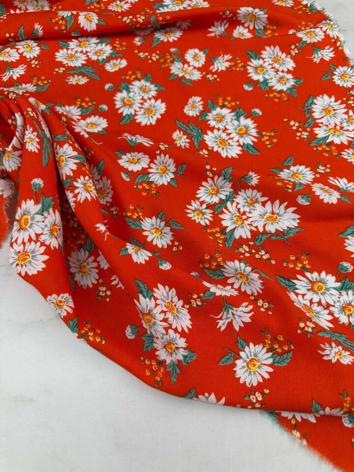 Turuncu Papatyam Viskon Kumaş