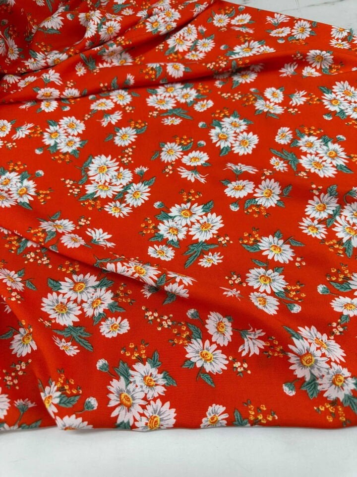 Turuncu Papatyam Viskon Kumaş