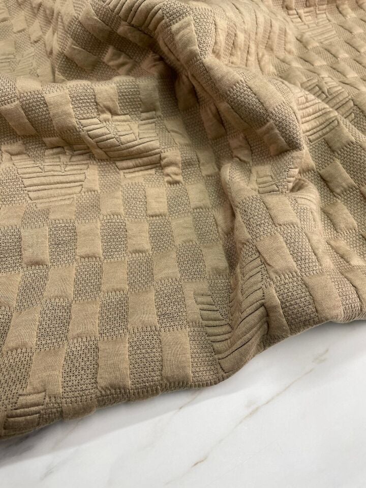 Bej Örme Kaptone Elbiselik Switlik Ceketlik Kumaş
