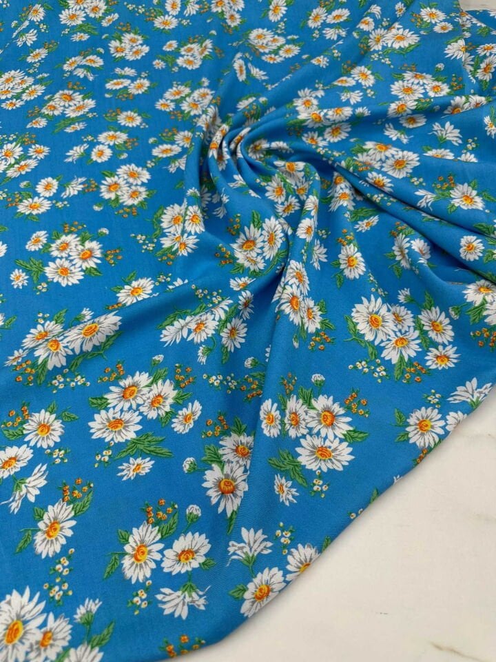 Maviş Papatyam Viskon Kumaş