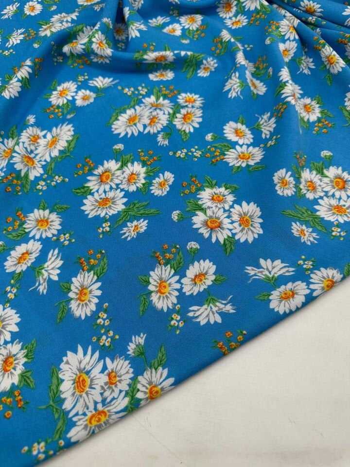 Maviş Papatyam Viskon Kumaş