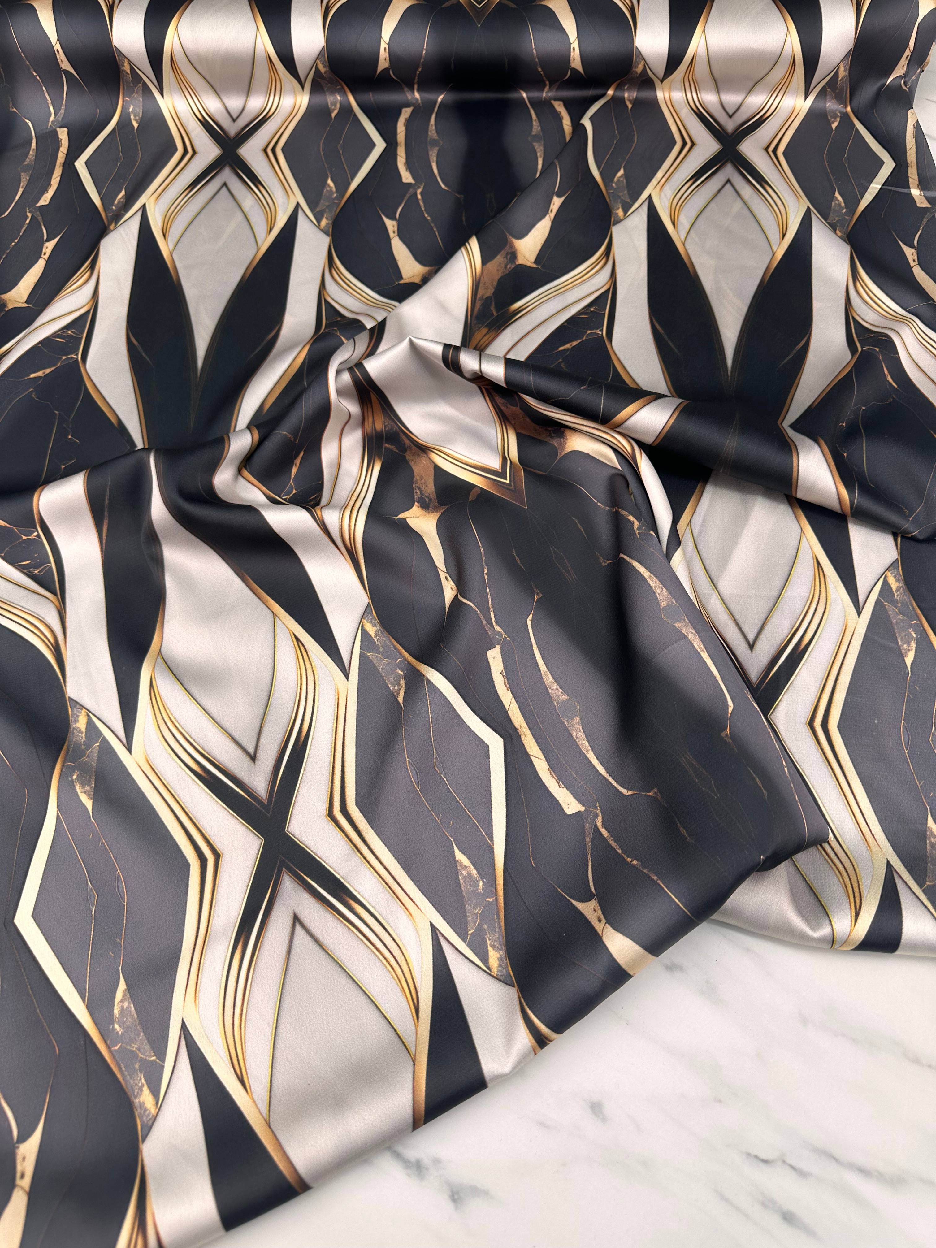 Verda Desen Elbiselik Gömleklik İpek Saten Kumaş