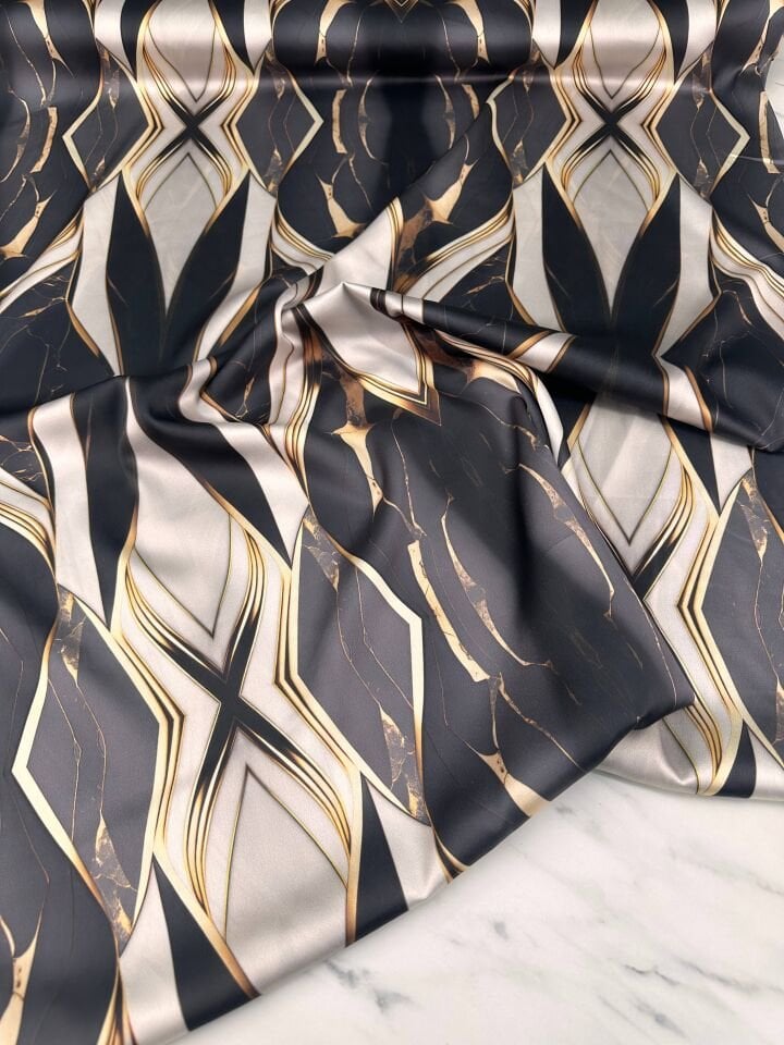 Verda Desen Elbiselik Gömleklik İpek Saten Kumaş